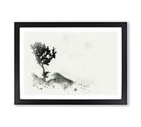 Big Box Art Growing Bonsai Tree in Abstract Framed Wall Art Picture Print Ready to Hang, Black A2 (62 x 45 cm)