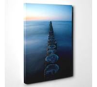 Big Box Art Groynes Evening Sun Baltic Seascape Canvas Wall Art Print Ready to Hang Picture, 30 x 20 Inch (76 x 50 cm), Multi-Coloured