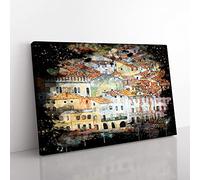 Big Box Art Gustav Klimt Malcena at The Gardasee 3 Coal Black Canvas Wall Art Print Ready to Hang Picture, 76 x 50 cm (30 x 20 Inch), Multi-Coloured