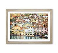 Big Box Art Gustav Klimt Malcena at The Gardasee 3 Framed Wall Art Picture Print Ready to Hang, Oak A2 (62 x 45 cm)