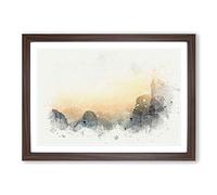 Big Box Art Ha Long Bay in Vietnam in Abstract Framed Wall Art Picture Print Ready to Hang, Walnut A2 (62 x 45 cm)