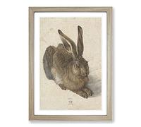 Big Box Art Hare by Albrecht Durer Framed Wall Art Picture Print Ready to Hang, Oak A2 (62 x 45 cm)