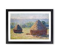 Big Box Art Haystacks Vol.1 by Claude Monet Framed Wall Art Picture Print Ready to Hang, Black A2 (62 x 45 cm)
