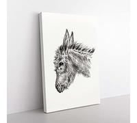 Big Box Art Head of a Donkey by Jean Bernard Canvas Wall Art Print Ready to Hang Picture, 76 x 50 cm (30 x 20 Inch), White, Grey, Black