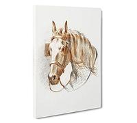 Big Box Art Head of a Horse with Blinkers by Jean Bernard Canvas Wall Art Framed Picture Print, 30 x 20 Inch (76 x 50 cm), White, Gold, Cream, Green, Cream