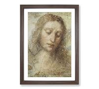 Big Box Art Head of Christ by Leonardo Da Vinci Framed Wall Art Picture Print Ready to Hang, Walnut A2 (62 x 45 cm)