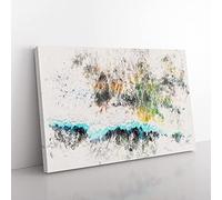 Big Box Art Heartbeat of The Pacific Ocean Watercolour Canvas Wall Art Print Ready to Hang Picture, 76 x 50 cm (30 x 20 Inch), Grey, Black, Olive, Green, Turquoise