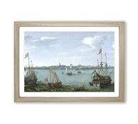 Big Box Art Hendrick Cornelisz Vroom Ships Framed Wall Art Picture Print Ready to Hang, Oak A2 (62 x 45 cm)