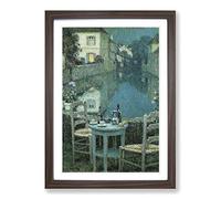 Big Box Art Henri Le Sidaner Table for Two Framed Wall Art Picture Print Ready to Hang, Walnut A2 (62 x 45 cm)