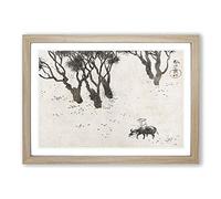 Big Box Art Herd Boy by Hishida Shunso Framed Wall Art Picture Print Ready to Hang, Oak A2 (62 x 45 cm)