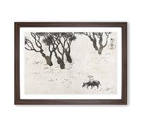 Big Box Art Herd Boy by Hishida Shunso Framed Wall Art Picture Print Ready to Hang, Walnut A2 (62 x 45 cm)