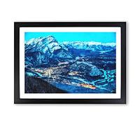 Big Box Art High Above Banff Canada Painting Framed Wall Art Picture Print Ready to Hang, Black A2 (62 x 45 cm)