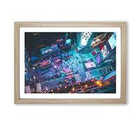 Big Box Art High Above Times Square in Abstract Framed Wall Art Picture Print Ready to Hang, Oak A2 (62 x 45 cm)