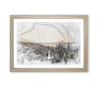 Big Box Art High Over The Chicago Skyline in Abstract Framed Wall Art Picture Print Ready to Hang, Oak A2 (62 x 45 cm)
