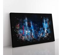 Big Box Art Ho Chi Minh City in Vietnam Paint Splash Canvas Wall Art Print Ready to Hang Picture, 76 x 50 cm (30 x 20 Inch), Blue, Mauve, Lavender