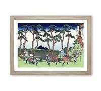 Big Box Art Hodogaya on The Tokaido Road by Katsushika Hokusai Framed Wall Art Picture Print Ready to Hang, Oak A2 (62 x 45 cm)
