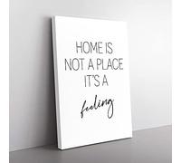Big Box Art Home is Not A Place Typography Canvas Wall Art Print Ready to Hang Picture, 76 x 50 cm (30 x 20 Inch), White
