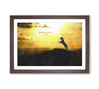 Big Box Art Horse at Sunset Painting Framed Wall Art Picture Print Ready to Hang, Walnut A2 (62 x 45 cm)