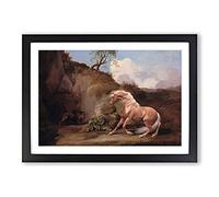 Big Box Art Horse Frightened by A Lion Vol.1 by George Stubbs Framed Wall Art Picture Print Ready to Hang, Black A2 (62 x 45 cm)