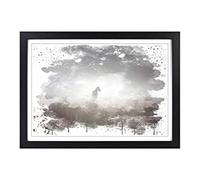 Big Box Art Horse Mist Sweden Landscape V3 Framed Wall Art Picture Print Ready to Hang, Black A2 (62 x 45 cm)