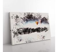 Big Box Art Hot Air Balloons Above a Lake Watercolour Canvas Wall Art Print Ready to Hang Picture, 76 x 50 cm (30 x 20 Inch), Red, White, Black, Grey