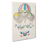 Big Box Art Hot Air Balloons in France by Leon Benett Canvas Wall Art Framed Picture Print, 30 x 20 Inch (76 x 50 cm), White, Grey, Gold, Blue