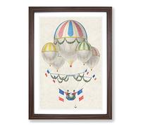 Big Box Art Hot Air Balloons in France by Leon Benett Framed Wall Art Picture Print Ready to Hang, Walnut A2 (62 x 45 cm)
