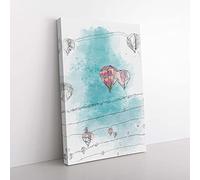 Big Box Art Hot Air Balloons on The Rise in Abstract Canvas Wall Art Print Ready to Hang Picture, 76 x 50 cm (30 x 20 Inch), White, Blue, Teal, Grey