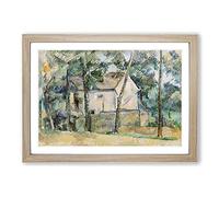 Big Box Art House and Trees by Paul Cezanne Framed Wall Art Picture Print Ready to Hang, Oak A2 (62 x 45 cm)
