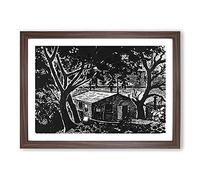 Big Box Art House in The Woods by Henry Lyman Sayen Framed Wall Art Picture Print Ready to Hang, Walnut A2 (62 x 45 cm)