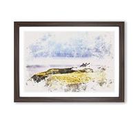 Big Box Art House Upon The Coast of Dublin Ireland Watercolour Framed Wall Art Picture Print Ready to Hang, Walnut A2 (62 x 45 cm)