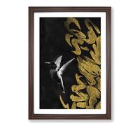 Big Box Art Hummingbird in The Dark in Abstract Framed Wall Art Picture Print Ready to Hang, Walnut A2 (62 x 45 cm)