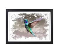 Big Box Art Hummingbird Mid-Flight V3 Framed Wall Art Picture Print Ready to Hang, Black A2 (62 x 45 cm)
