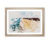 Big Box Art Huntington Beach in California Watercolour Framed Wall Art Picture Print Ready to Hang, Oak A2 (62 x 45 cm)
