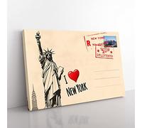 Big Box Art I Love New York City Postcard Canvas Wall Art Print Ready to Hang Picture, 76 x 50 cm (30 x 20 Inch), Multi-Coloured