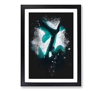 Big Box Art Iceberg in Greenland Paint Splash Framed Wall Art Picture Print Ready to Hang, Black A2 (62 x 45 cm)