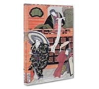 Big Box Art Ichikawa Danjuro VII by Utagawa Kunisada Painting Canvas Wall Art Framed Picture Print, 30 x 20 Inch (76 x 50 cm), Orange, Grey, Brown, Black