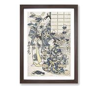 Big Box Art Ichimura Uzaemon as a Samurai by Torii Kiyonobu Framed Wall Art Picture Print Ready to Hang, Walnut A2 (62 x 45 cm)