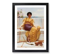 Big Box Art Idleness by John William Godward Framed Wall Art Picture Print Ready to Hang, Black A2 (62 x 45 cm)