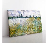 Big Box Art ILE Aux Fleurs Near Vetheuil by Claude Monet Canvas Wall Art Print Ready to Hang Picture, 76 x 50 cm (30 x 20 Inch), Grey, Cream, Green