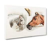 Big Box Art Illustrations of Horses by Henry Alken Canvas Wall Art Framed Picture Print, 30 x 20 Inch (76 x 50 cm), White, Cream, Grey, Brown, Cream