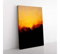 Big Box Art Indian Sunrise in Abstract Canvas Wall Art Print Ready to Hang Picture, 76 x 50 cm (30 x 20 Inch), Black, Gold, Orange, Red, Plum