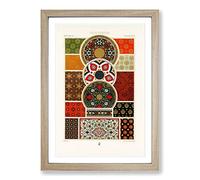 Big Box Art Indo-Persian Themed Patterns by Albert Racinet Framed Wall Art Picture Print Ready to Hang, Oak A2 (62 x 45 cm)