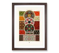Big Box Art Indo-Persian Themed Patterns by Albert Racinet Framed Wall Art Picture Print Ready to Hang, Walnut A2 (62 x 45 cm)