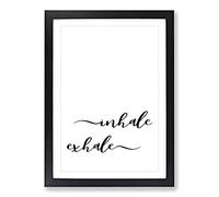 Big Box Art Inhale Exhale Typography Framed Wall Art Picture Print Ready to Hang, Black A2 (62 x 45 cm)