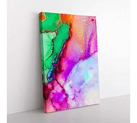 Big Box Art Ink Bliss in Abstract Canvas Wall Art Print Ready to Hang Picture, 76 x 50 cm (30 x 20 Inch), Lavender, Green, Orange, Maroon