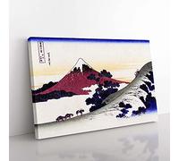Big Box Art Inume Pass in The Kai Province by Katsushika Hokusai Painting Canvas Wall Art Print Ready to Hang Picture, 76 x 50 cm (30 x 20 Inch), White, Purple, Blue, Beige, Blue