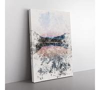 Big Box Art Italian Lake Watercolour Canvas Wall Art Print Ready to Hang Picture, 76 x 50 cm (30 x 20 Inch), Grey, Black, Grey