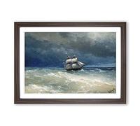 Big Box Art Ivan Aivazovsky Sailing Ship Framed Wall Art Picture Print Ready to Hang, Walnut A2 (62 x 45 cm)