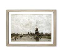 Big Box Art Jacob Maris The Five Windmills Framed Wall Art Picture Print Ready to Hang, Oak A2 (62 x 45 cm)